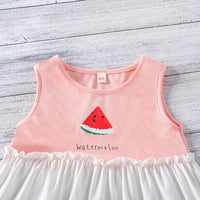 Toddler Girl Watermelon Pattern Color-block Sleeveless Dress - PrettyKid