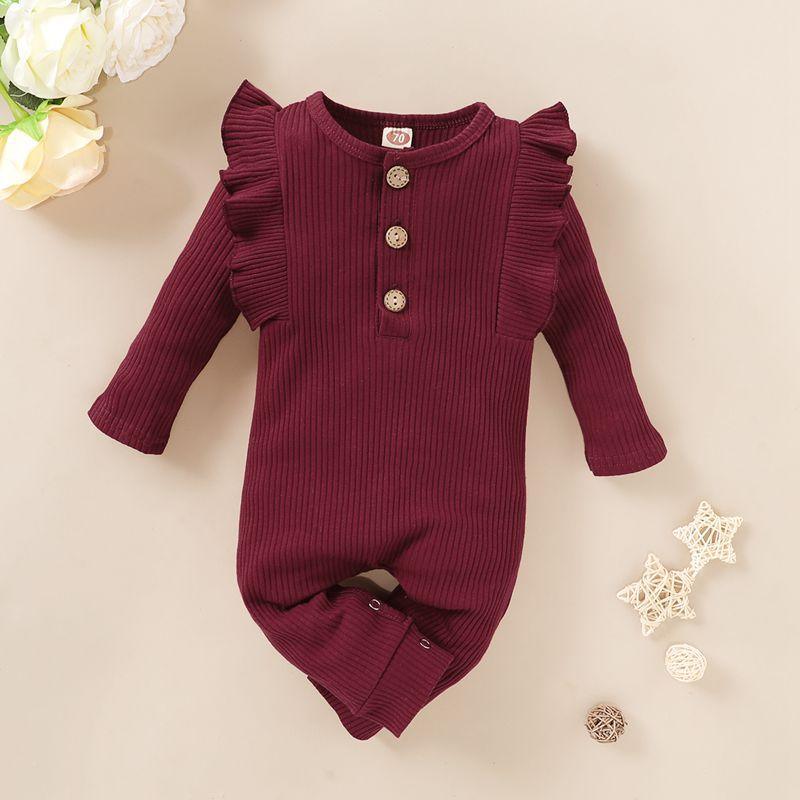 Solid Ruffle Jumpsuit for Baby Girl Wholesale children's clothing - PrettyKid