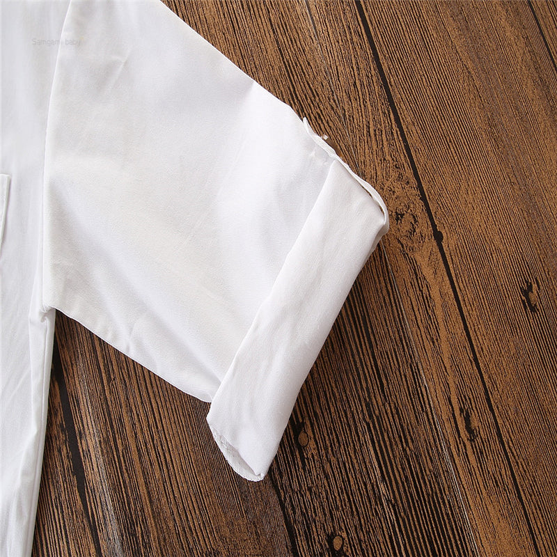 Toddler Kids Boys Gentleman White Shirt Suspender Suit - PrettyKid
