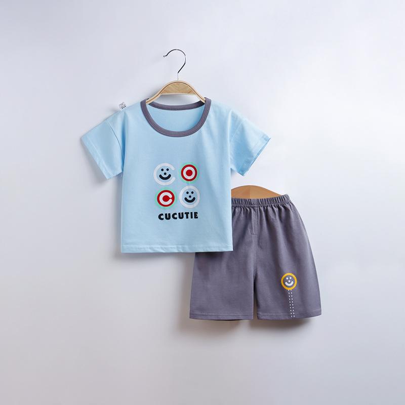 Toddler Boy Smiley Face Letter Print Pajama Top & Shorts - PrettyKid