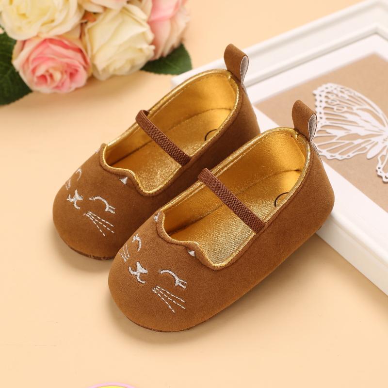 Baby Girl Cartoon Cat Pattern Elastic Band Shoes - PrettyKid