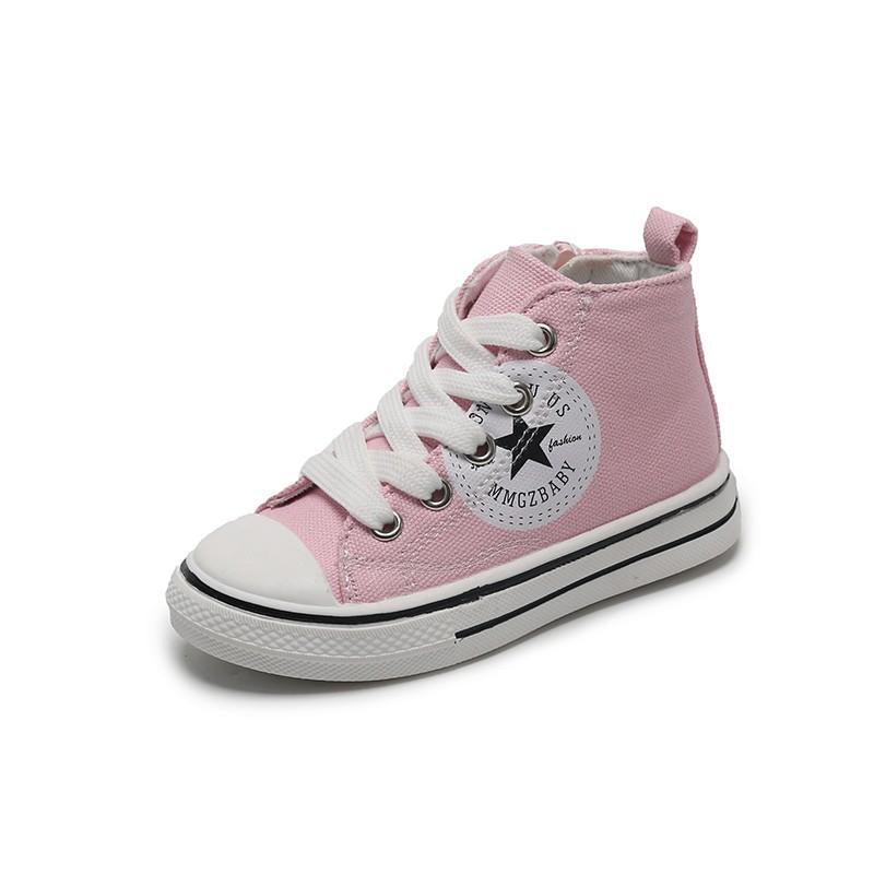 children's loungewear wholesale toddle girl Side zipper High top canvas shoes Wholesale - PrettyKid