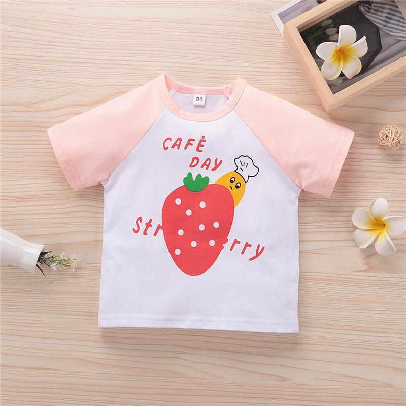 Strawberry Pattern T-shirt for Todddler Girl - PrettyKid