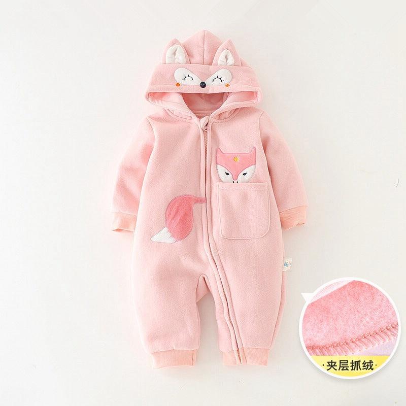 Baby Boys Girls Solid Color Cartoon Animal Modeling Autumn Thickened Hoodie - PrettyKid