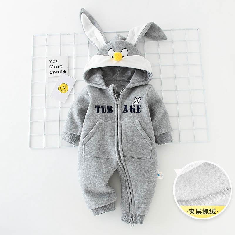 Baby Boys Girls Solid Color Cartoon Animal Modeling Autumn Thickened Hoodie - PrettyKid