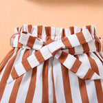 Toddler Girl Ruffle Armhole Top & Striped Shorts - PrettyKid