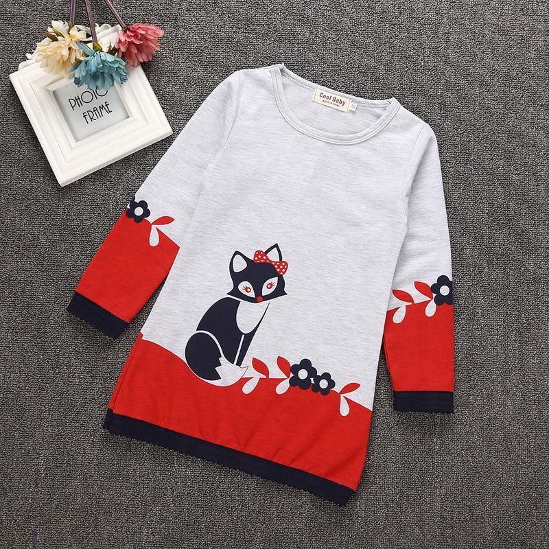 Toddler Girls Fox Long Sleeve Dress - PrettyKid