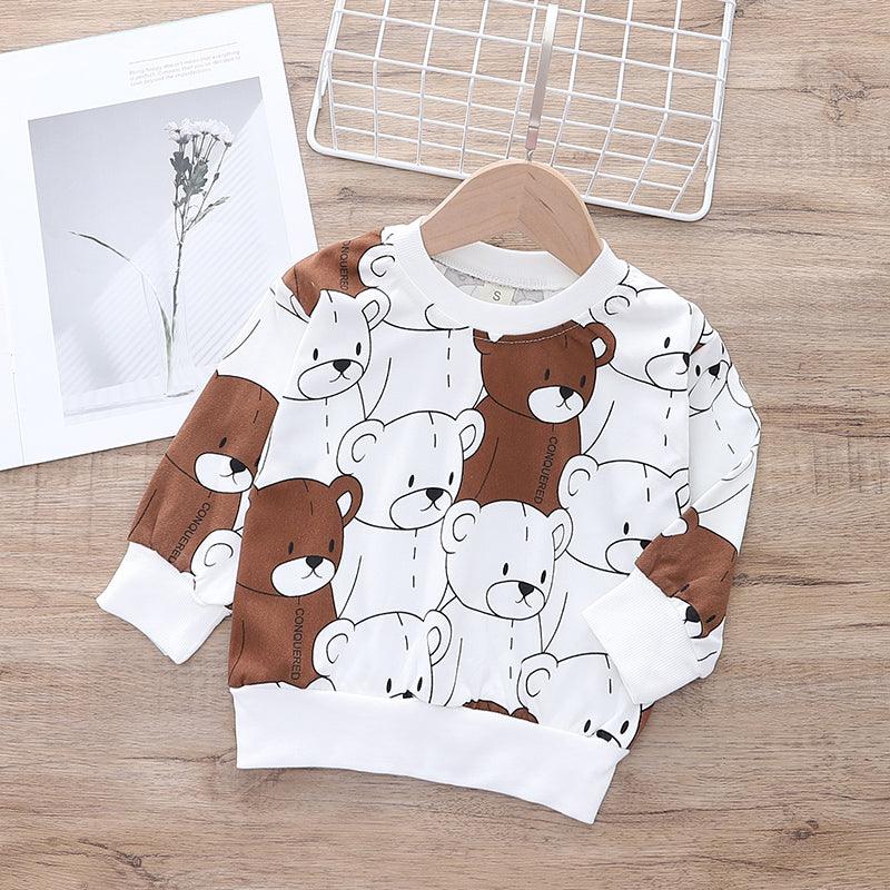 Toddler Boy Bear Pattern Long Sleeves T-shirt - PrettyKid