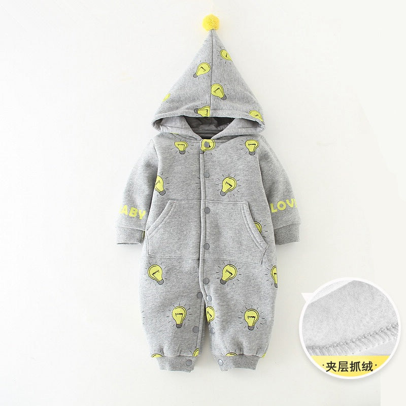 Baby Boys Girls Solid Color Cartoon Animal Modeling Autumn Thickened Hoodie - PrettyKid