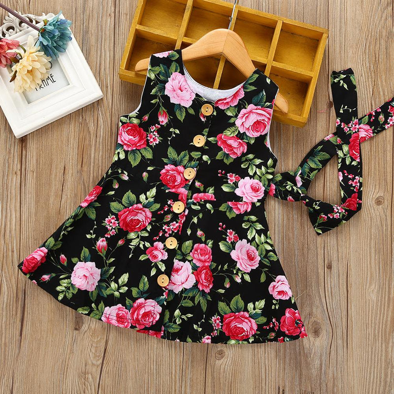 Baby Clothing Wholesale Vest Children's Hair Band Floral Skirt Suit - PrettyKid