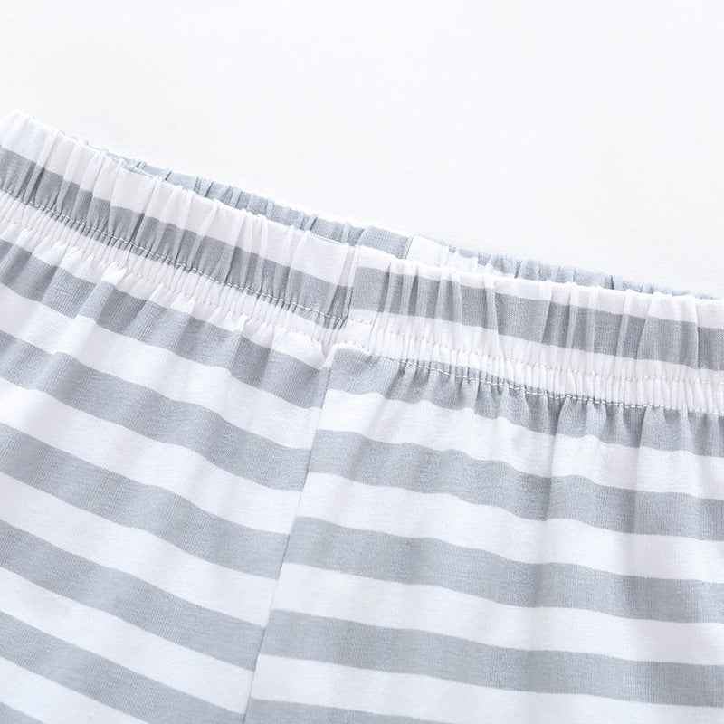 Girls Santa Claus Print Top Striped Pants Set - PrettyKid