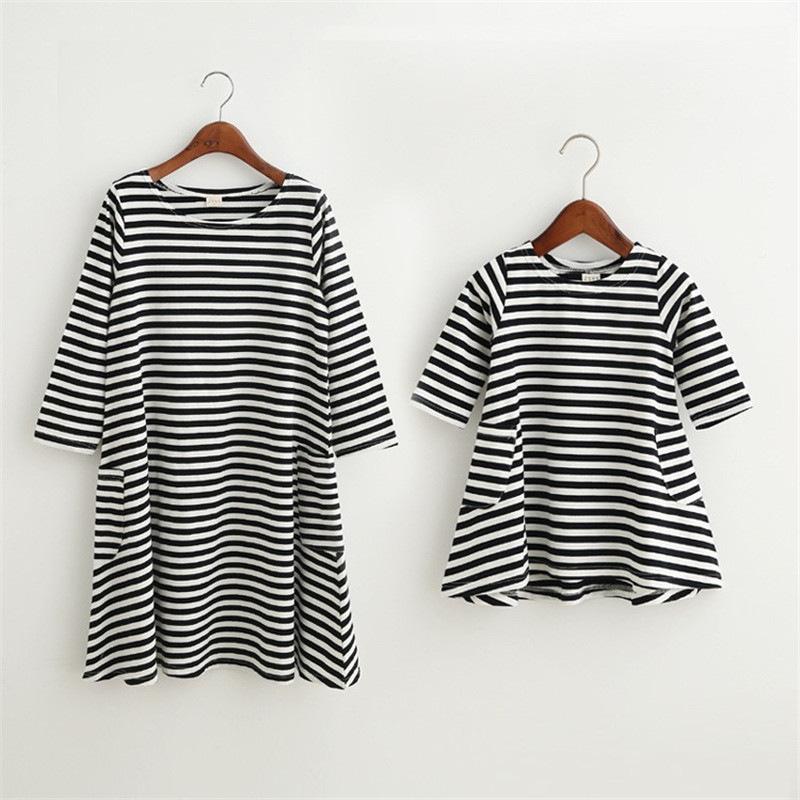 Summer Striped Dress Mother Baby Clothes - PrettyKid