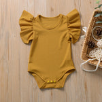 3M-3Y Baby Girls Ribbed Solid Ruffle Sleeve Bodysuit Wholesale Baby Boutique Clothing - PrettyKid