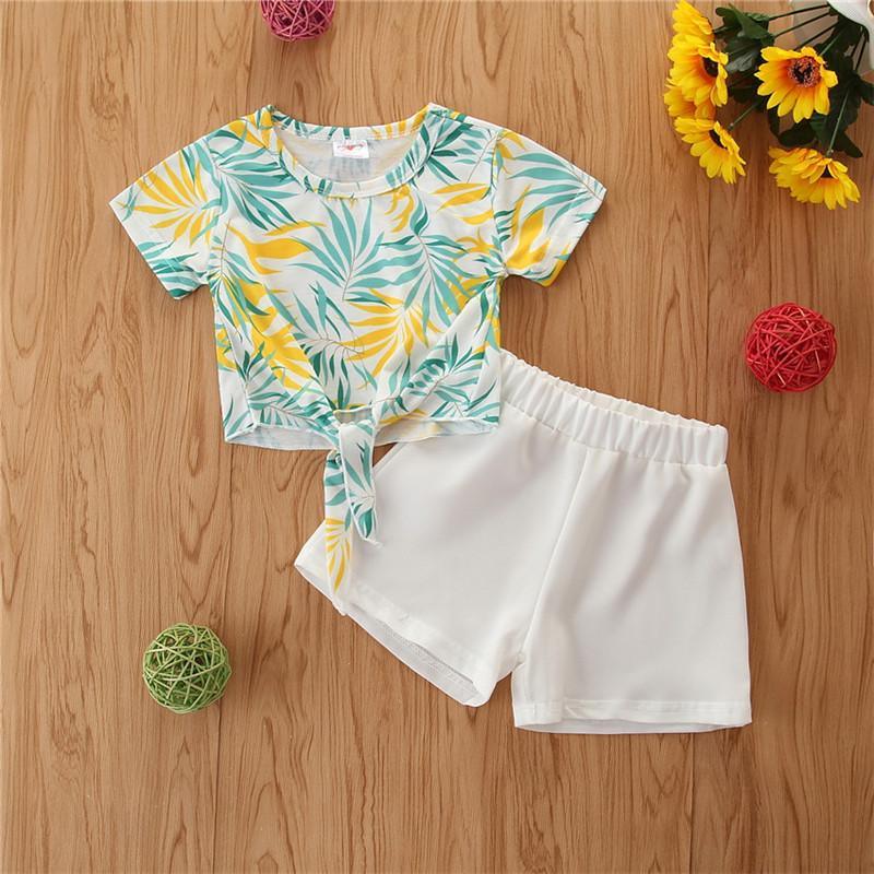 Toddler Girl Hem Tie Shirt & Shorts - PrettyKid