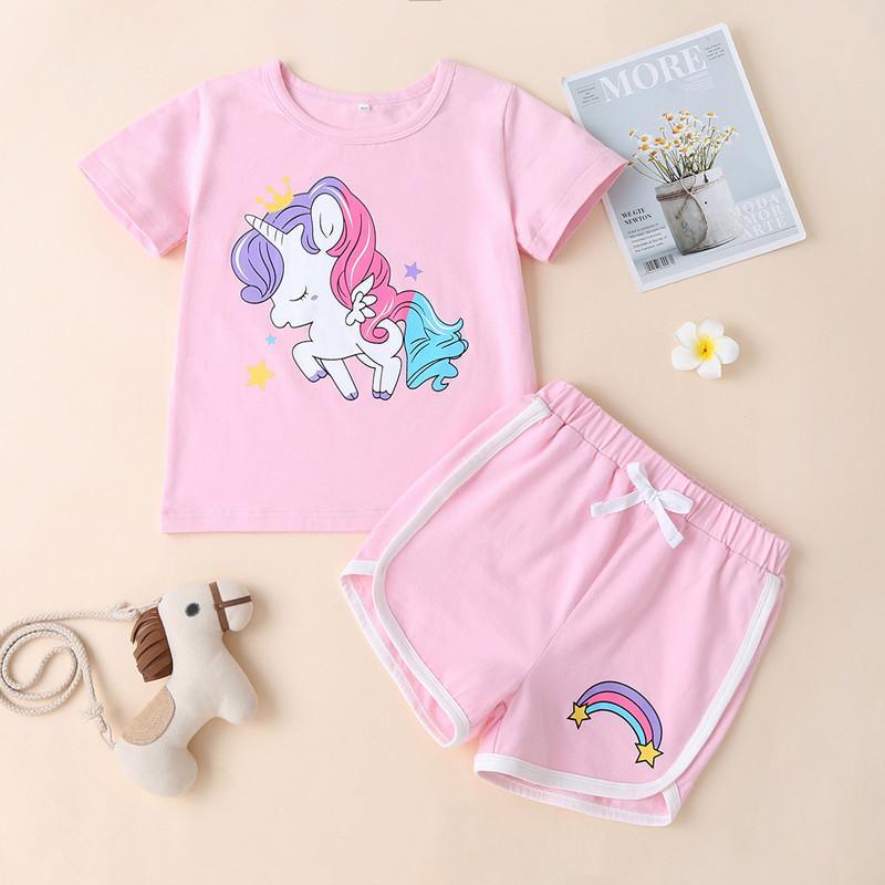 Toddler Girl Pink Unicorn Pattern Suit - PrettyKid