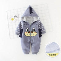 Baby Boys Girls Solid Color Cartoon Animal Modeling Autumn Thickened Hoodie - PrettyKid