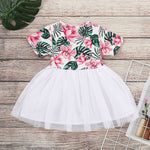 Toddler Girls Short Sleeve Floral Princess Skirt Mesh Tutu - PrettyKid