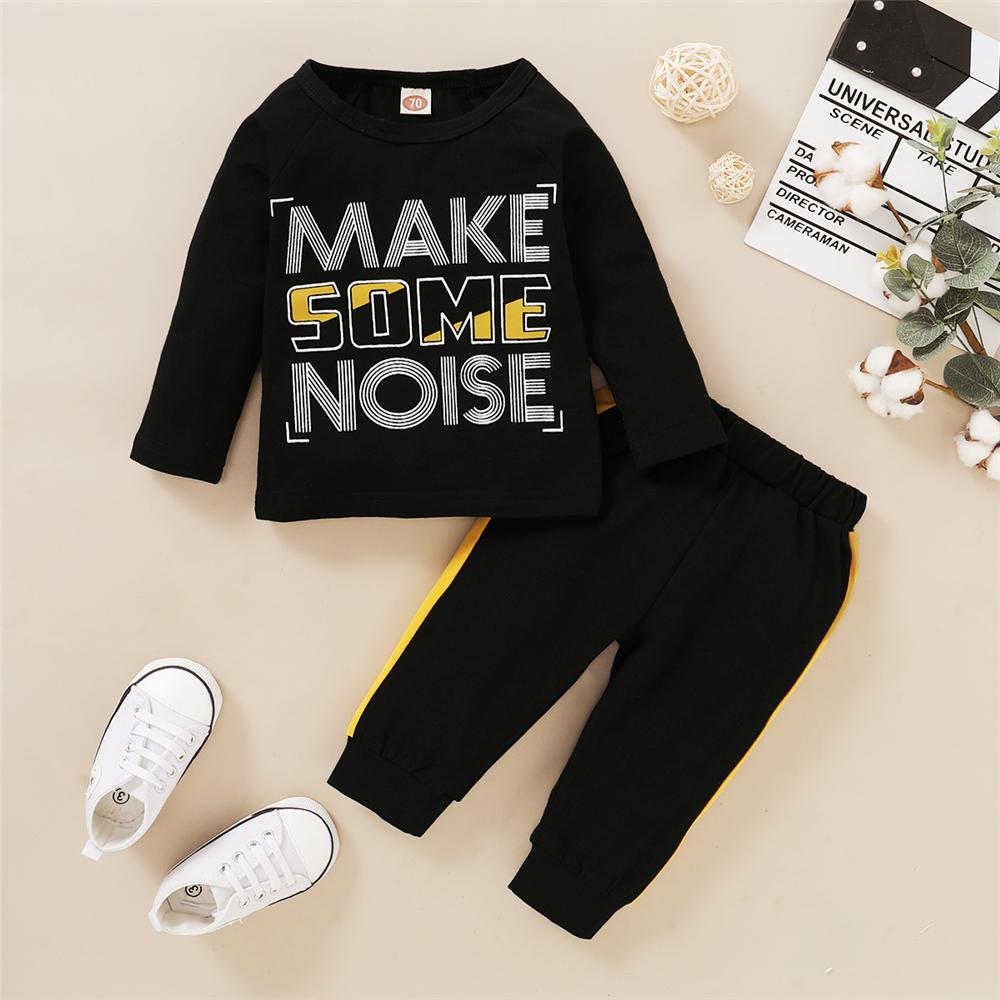 Baby Boy Make Some Noise Long Sleeve Top & Pants Baby Clothes Wholesale Suppliers - PrettyKid