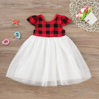 Toddler Girls Plaid Mesh Dress Tutu Princess Skirt - PrettyKid