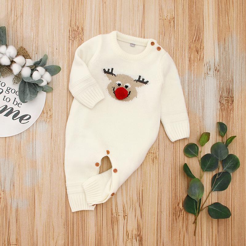 Christmas Elk Sweater Knitted Bodysuit for Baby - PrettyKid