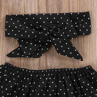 Grow Girl Strapless Polka Dot Top & Denim Shorts & Bowknot Headband - PrettyKid