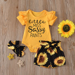 Baby Girls Sets Little Miss Sassy Pants Sunflower Print Wholesale Baby Clothing - PrettyKid