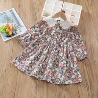 luxury baby clothes wholesale Baby Girl Floral Print Peter Pan Collar Dress - PrettyKid