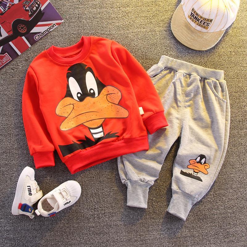 2-piece Cartoon Design Sweatshirts & Pants for Toddler Boy Children's Clothing - PrettyKid