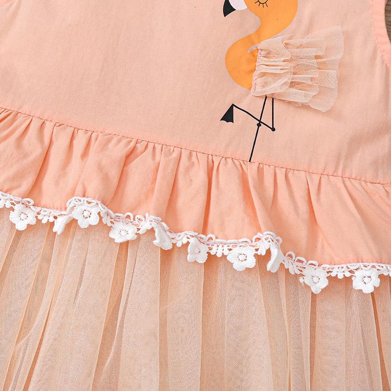 Flamingos Pattern Mesh Dress for Baby Girl - PrettyKid