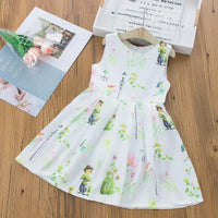 baby girl wholesale boutique clothing Toddler Girl Cartoon Print Sleeveless Dress - PrettyKid