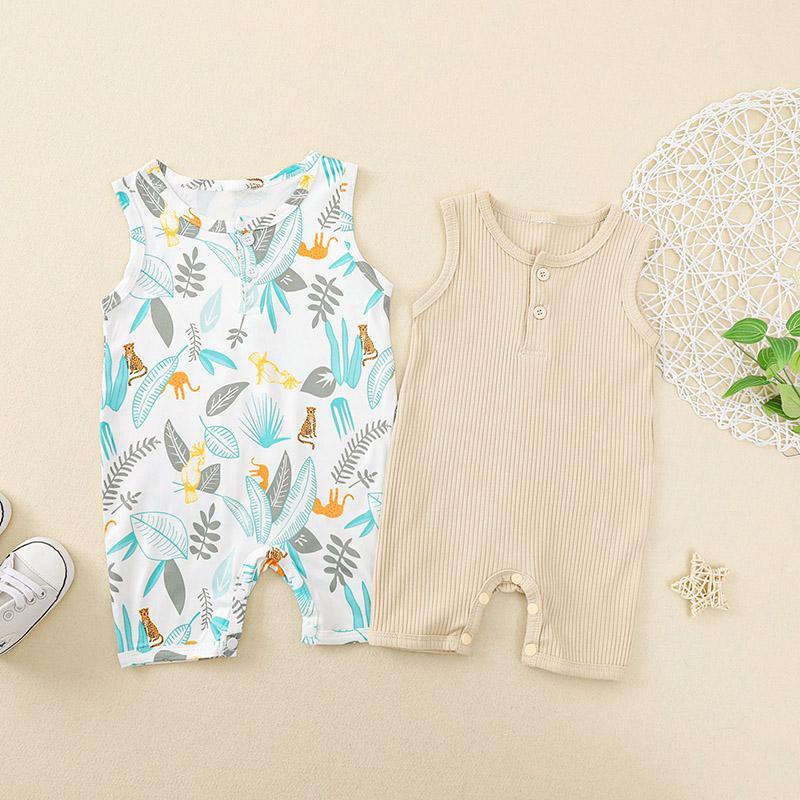 Baby Tropical Pattern Cotton Summer Bodysuit - PrettyKid