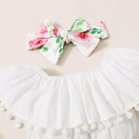 Baby Girl Ruffle Top & Letter Super Shorts & Bowknot Headband - PrettyKid