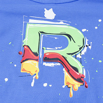 Boys Solid Color Cartoon Letter R Printed Short Sleeve T-shirt Denim Shorts Summer Set - PrettyKid