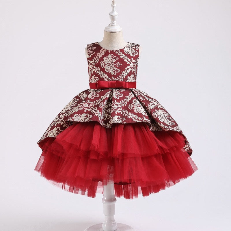 18M-9Y Girls Prom Dresses Irregular Mesh Jacquard Puff Sleeveless Wholesale Toddler Clothing - PrettyKid