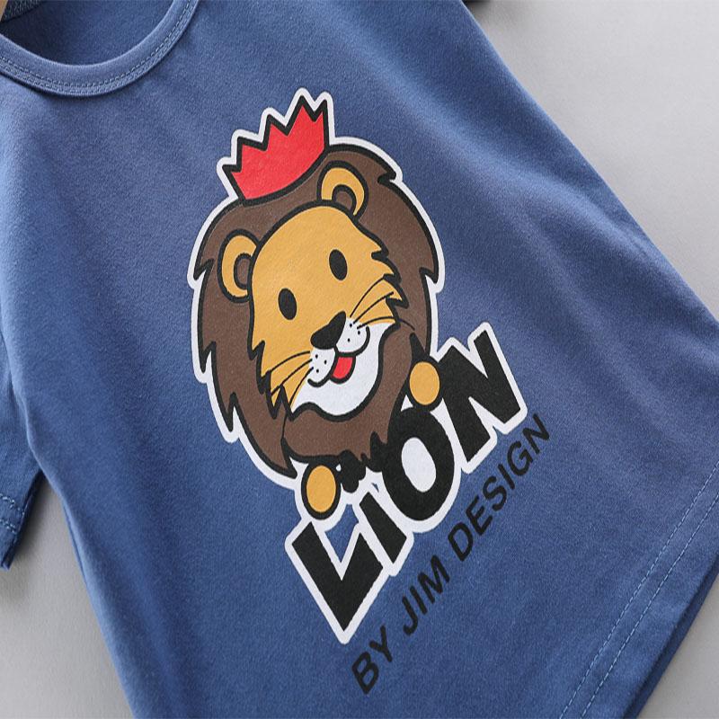 Toddler Boy Cartoon Lion Pattern T-Shirt & Overalls Children's Clothing - PrettyKid