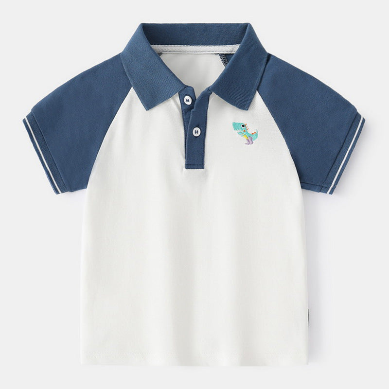 18M-6Y Little Boys Embroidered Dinosaur Polo Shirts Wholesale Boy Boutique Clothes - PrettyKid