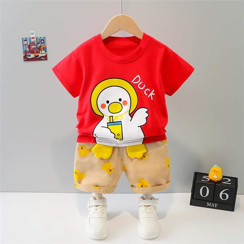 Toddler Boy Duck Print T-shirt & Duck Print Shorts - PrettyKid