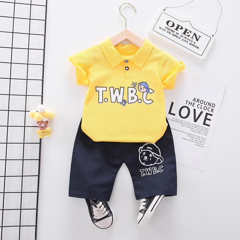 Toddler Boy Letter Pattern Shirt T-shirt & Character Pattern Shorts Wholesale Children's Clothing - PrettyKid