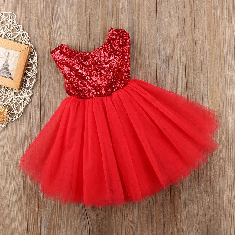 Toddler Girls Crew Neck Sleeveless Solid Puffy Skirt - PrettyKid