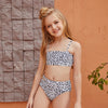7-13Y Swimwear For Girl Black And White Leopard Point High Waist Split Wholesale Kids Boutique Clothing - PrettyKid