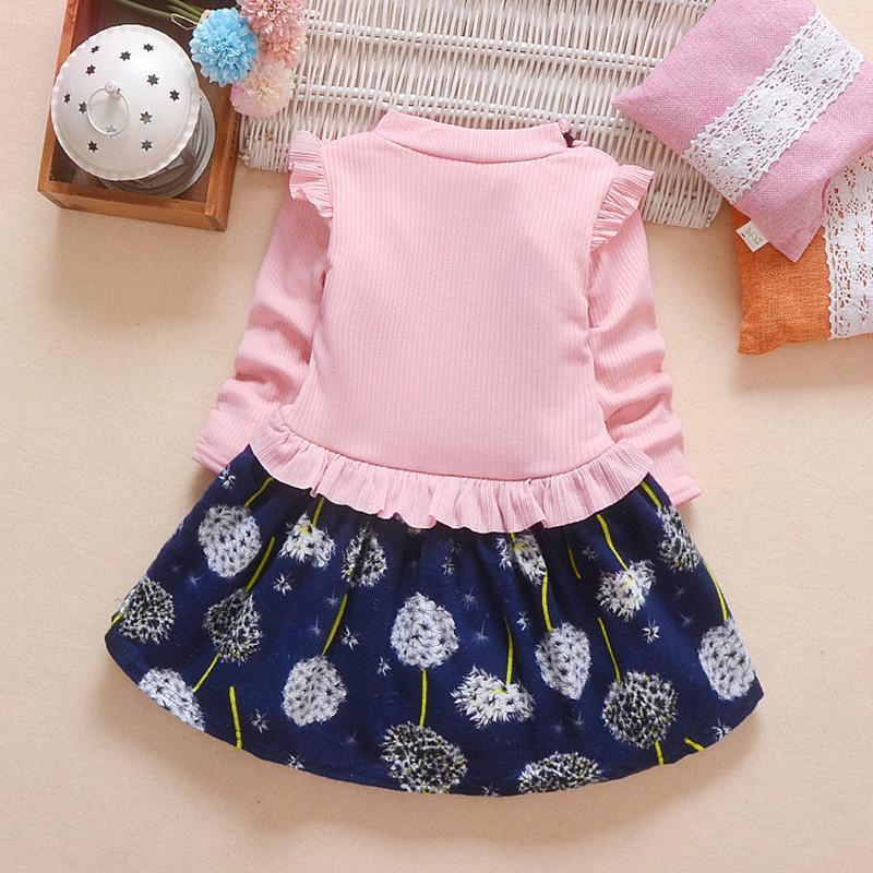 Fashion Color-block Floral Dress Wholesale children's clothing - PrettyKid