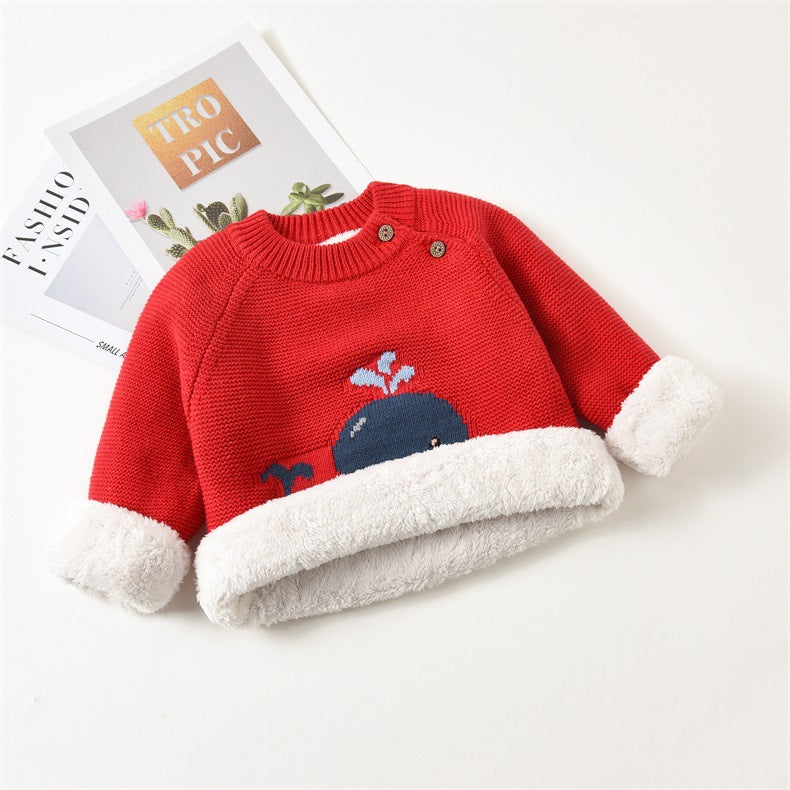 Autumn and Winter Children's Thickened Sweater Knitted Bottoms Baby - PrettyKid