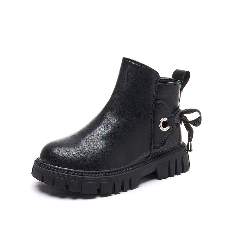 PU Black Short Martin Girl Boots Wholesale Kids Boutique Clothing - PrettyKid