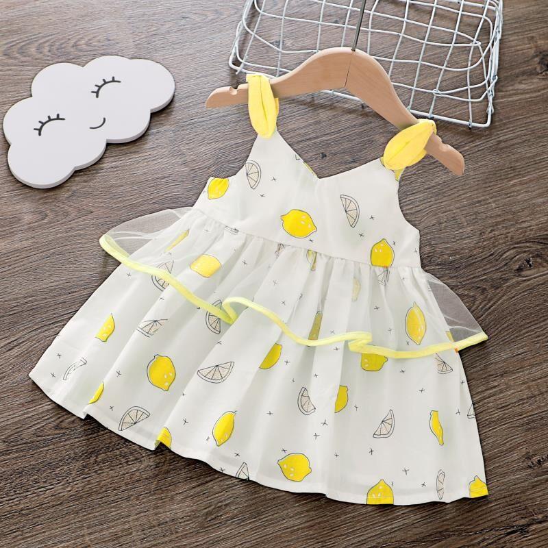 Lemon Printed Dress for Toddler Girl Wholesale children's clothing - PrettyKid