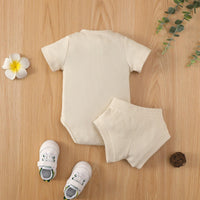 Baby Boy Solid Ribbed Bodysuit And Briefs Baby Outfit Sets - PrettyKid