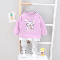 2-piece Rabbit Pattern Sweatshirt & Pants for Toddler Girl - PrettyKid