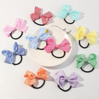 10-piece Bowknot Plaid Hair Rope - PrettyKid