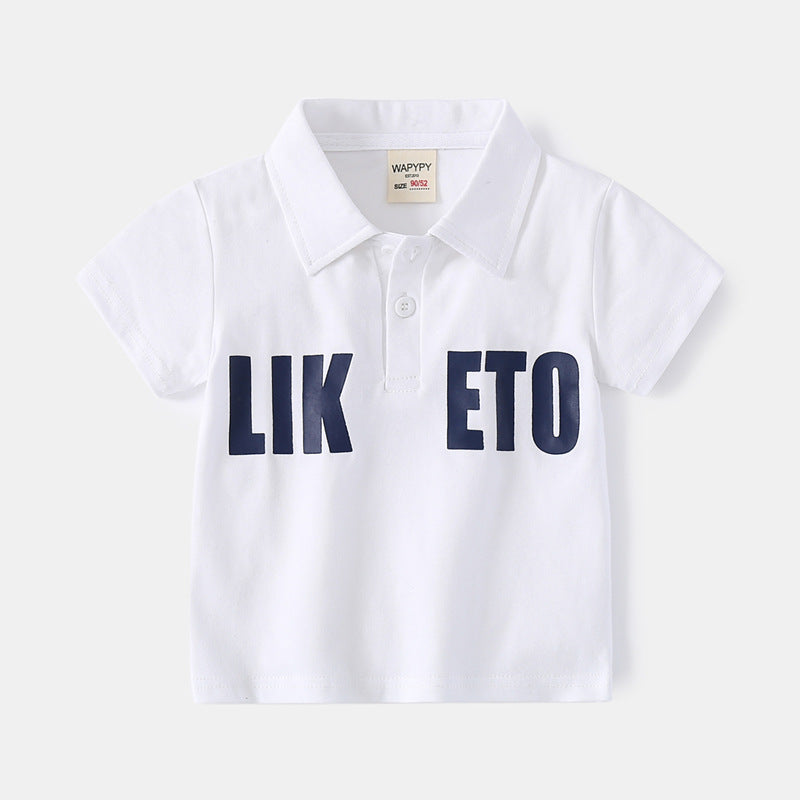 Boys Short Sleeve LIKETO Print Polo T-Shirt Wholesale Toddler Clothing - PrettyKid