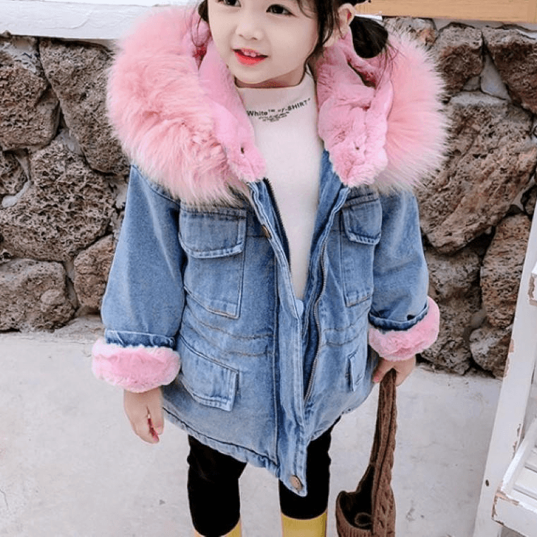 Girls Trendy Fashion Plus Velvet Thick Denim Comfortable Jacket Girls Clothes Wholesale - PrettyKid