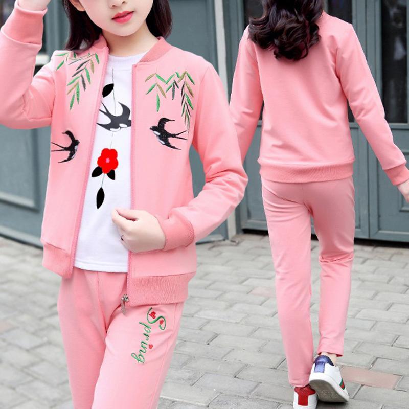 3-piece Swallow Pattern Coat & Sweatshirt & Pants for Girl - PrettyKid